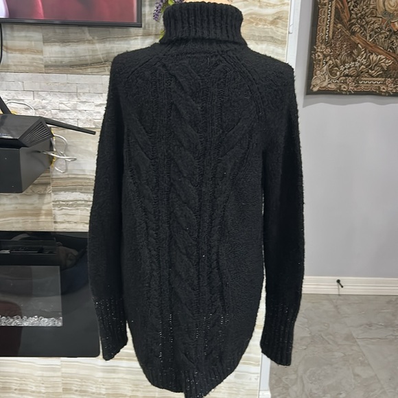 Simply Vera Wang Cable Knit Black Turtleneck Sweater/Silver Sparkle. Size L(812) - Picture 7 of 13